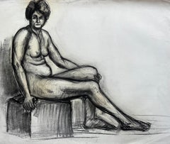 Early 20th Century Seated Female Nude Life Study Drawing