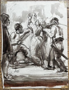 Expressionist Historical Scene Assassinat De La Princesse De Lamballe Ink Wash