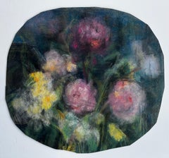 French Mid Century Floral Still Life Chalk Pastel on Paper