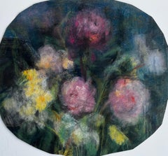 French Mid Century Floral Still Life Chalk Pastel on Paper