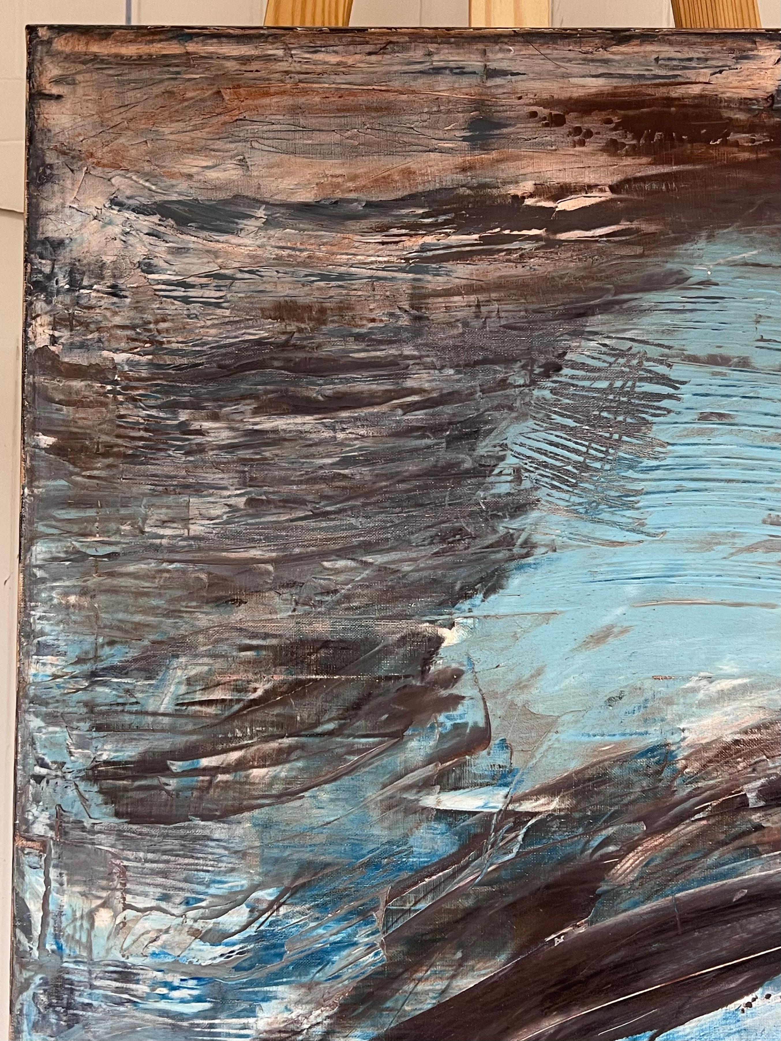 Französisches Werk des abstrakten Expressionismus, 
Mitte/Ende des 20. Jahrhunderts
Undeutlich signiertes Ölgemälde auf Leinwand, ungerahmt
Leinwand: 25,5 x 18 Zoll
Zustand: sehr gut
Provenienz: aus einer Sammlung in Frankreich. 

