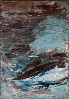 Large French Abstract Oil Painting Palette Knife Original Mid 20th Century