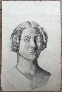 Disegno a grafite di un ritratto femminile della metà del secolo scorso