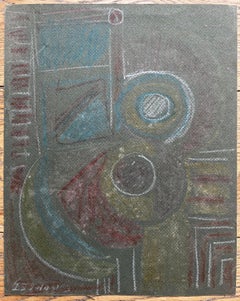 Mid Century French School Abstract Still Life Pastel On Paper