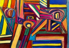 Mid Century Geometric Modernist Abstract Gouache Composition