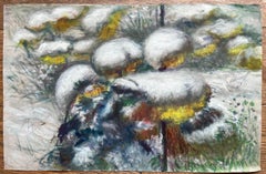 Estudio impresionista de setas de mediados del siglo XX Aguada sobre papel