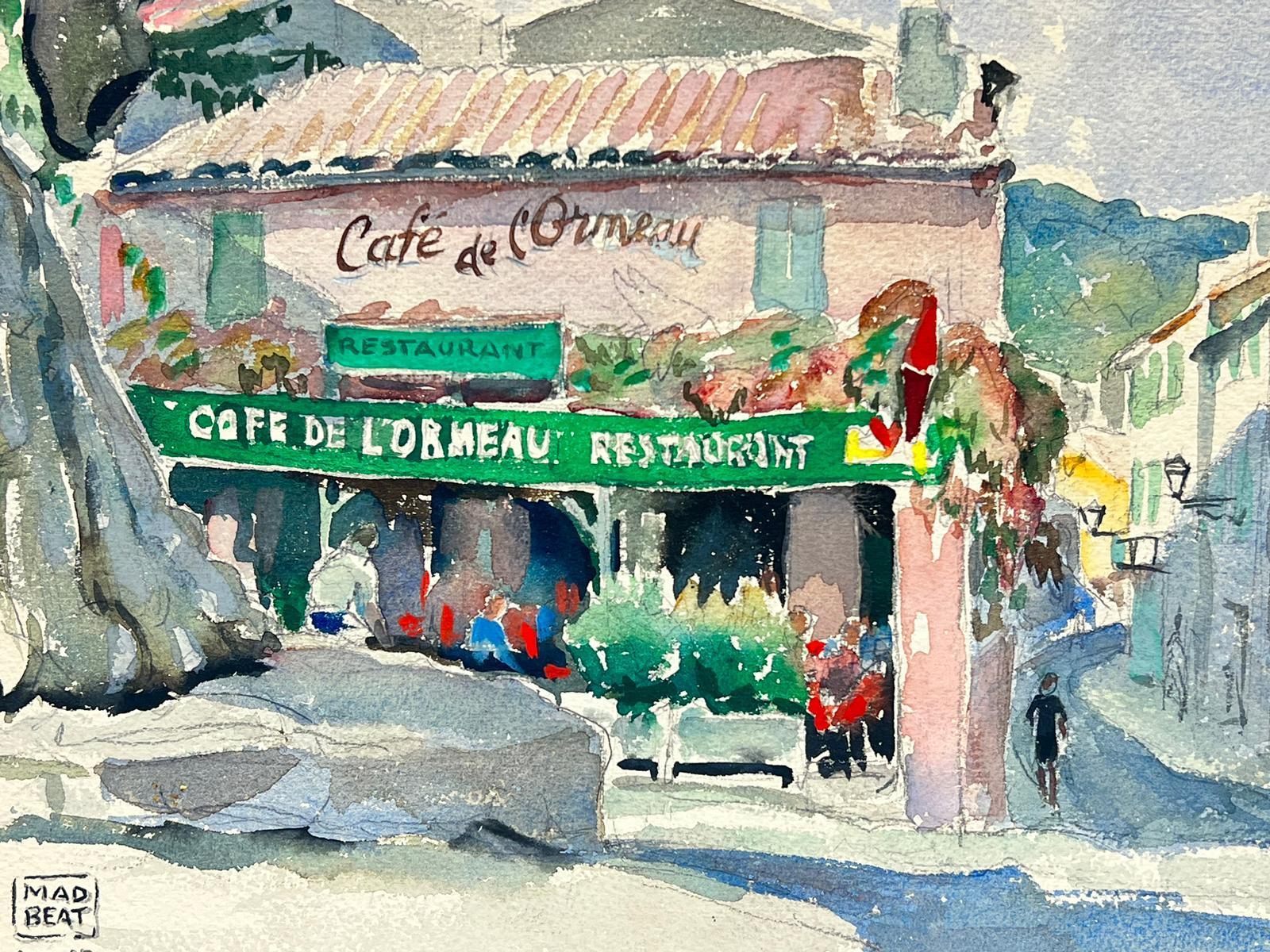 Ramatuelle St Tropez, caffè sonnolento, bistrot, casa rosa, Francia del sud, anni '60, dipinto 1