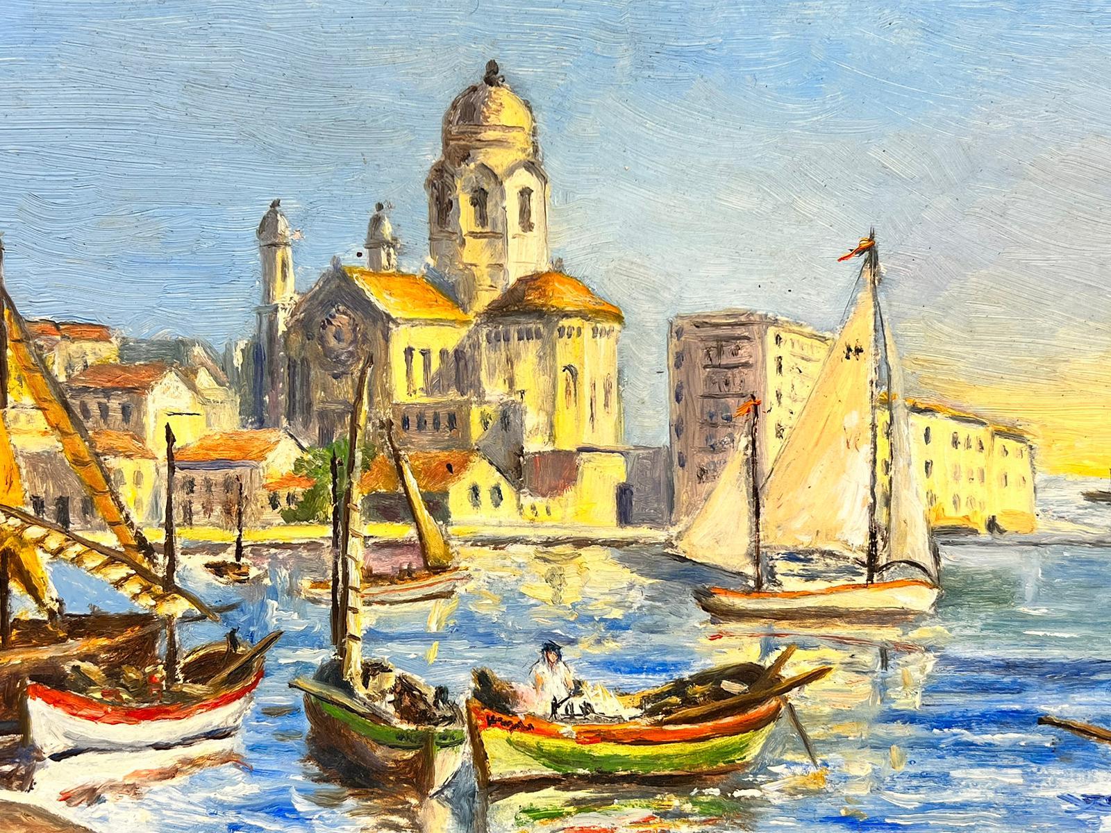 Saint Raphael, south of France 
Mid 20th century 
Signed and inscribed verso
Oil on board, framed
inscribed verso
framed: 9 x 11.5 inches
board: 7 x 9.5 inches
private collection, France
the painting is in overall very good and sound condition