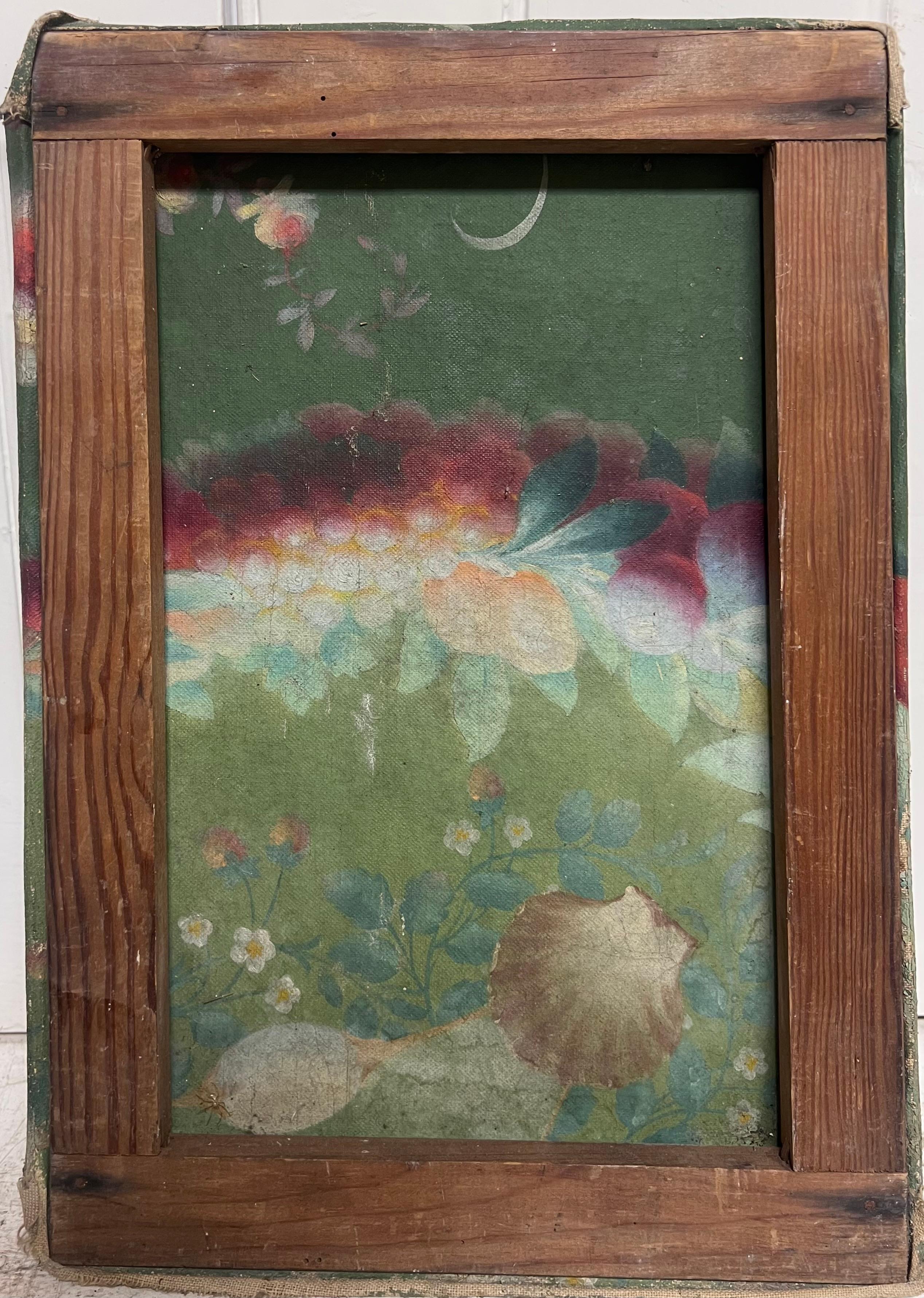 Peinture à l'huile ancienne française signée Portrait de tête et d'épaules d'une femme en rouge en vente 3