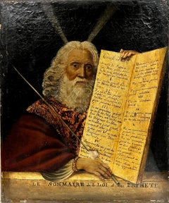 The Summary of The Law Antique French Religious Oil Painting on Canvas