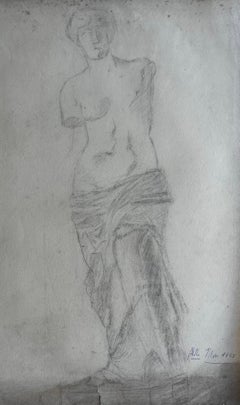 Venus de Milo Statue Drawing Classical Figure Study French School