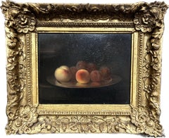 18th Century French Oil Painting Still Life of Peaches Fine Gilt Frame