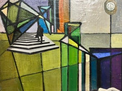 1960’s French Surrealist Abstract Collage Oil Painting Nude Figurative Work