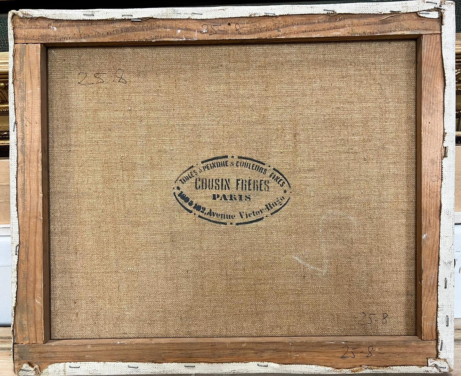 Artiste surréaliste français, vers les années 1960
peinture à l'huile sur toile avec art collé sur magazine, non encadrée
toile : 15 x 18 pouces
provenance : collection privée, Paris
état : bon dans l'ensemble