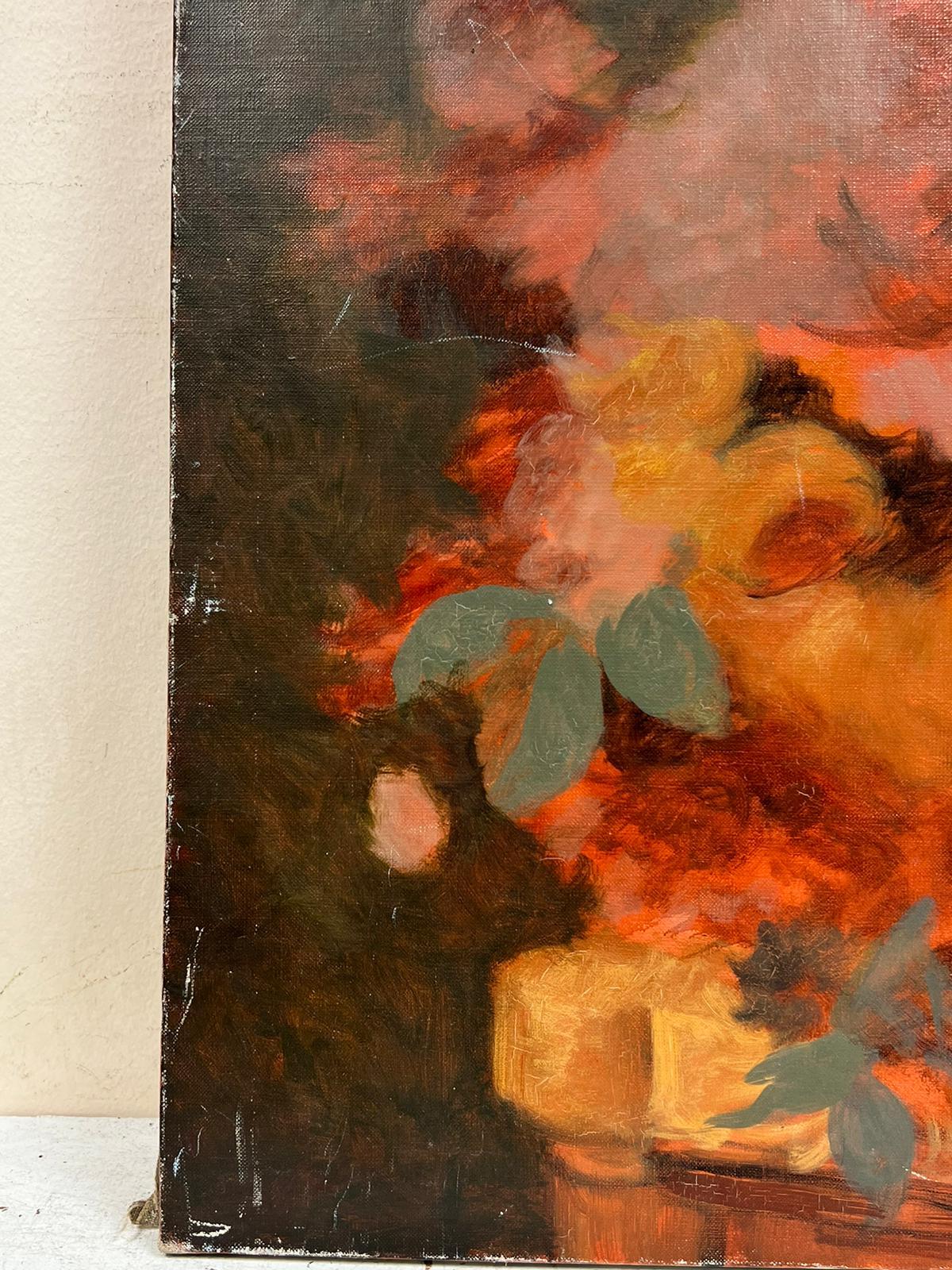 20th Century French Modernist Still Life Burnt Orange Amber Burst of Color - Impressionist Painting by French School