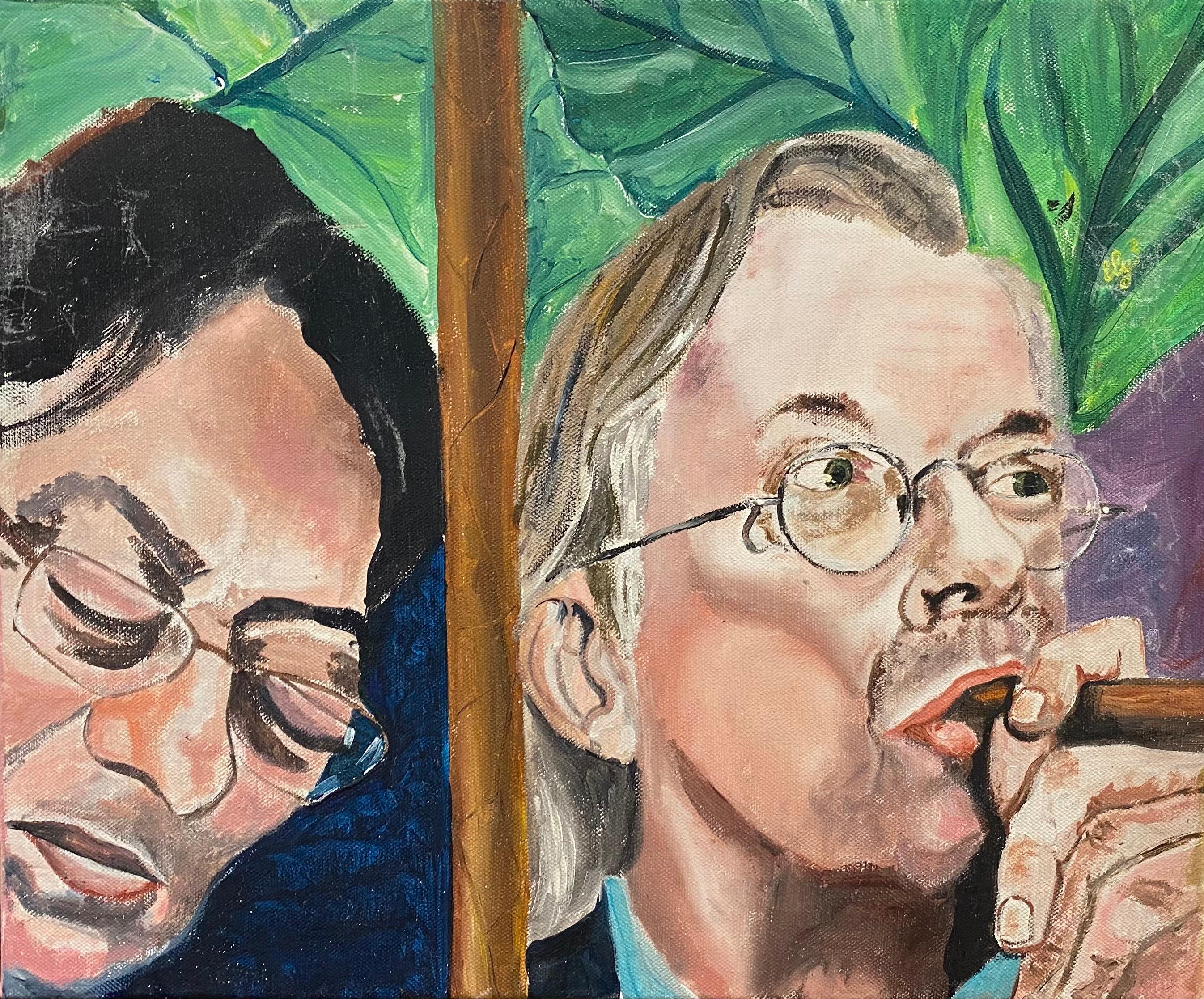 Unknown Figurative Painting -  French Oil - Portraits of Cigar Smokers