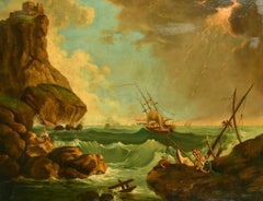 CIRCLE OF VERNET, 18TH CENTURY, FIGURES RESCUED FROM A SHIPWRECK, OIL ON CANVAS