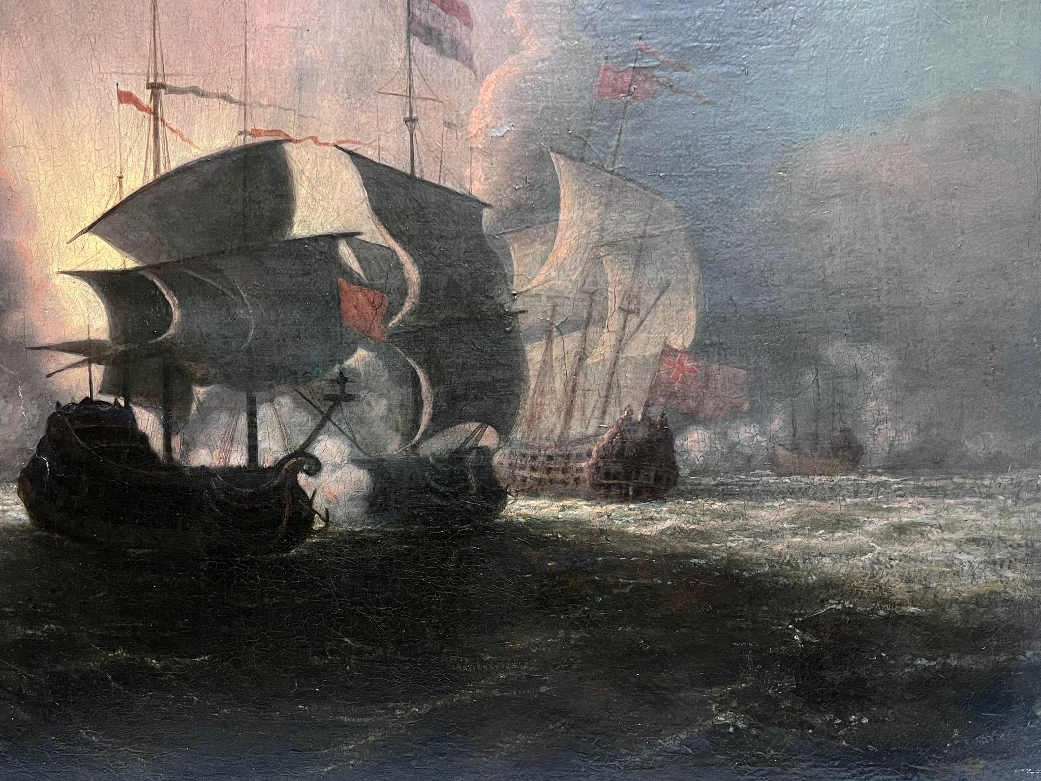 The Naval Engagement
French School, early 1800's period
oil on canvas, unframed
painting: 28 x 36 inches
provenance: private collection
condition: very good and sound condition, with old repairs. 