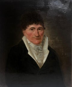 1820er Jahre Französisch Porträt eines Gentleman signiert und datiert 1824 Öl auf Leinwand