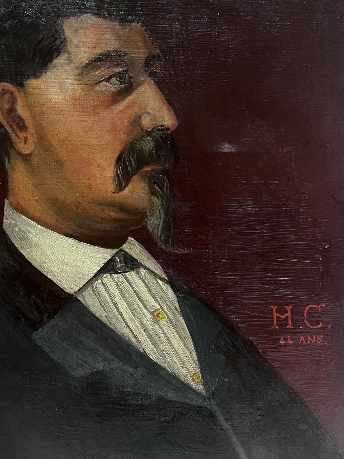Ritratto di personaggio maschile francese del 1890 firmato e datato 1896, dipinto ad olio con titolo in vendita 1
