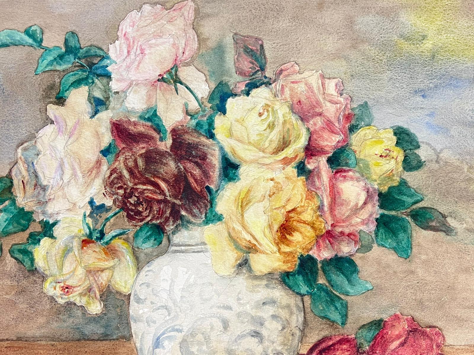 Still Life of Roses
French artist, late 19th century
signed watercolour painting on thin board, unframed
painting: 17 x 22 inches
provenance: private collection, France
condition: very good and sound condition