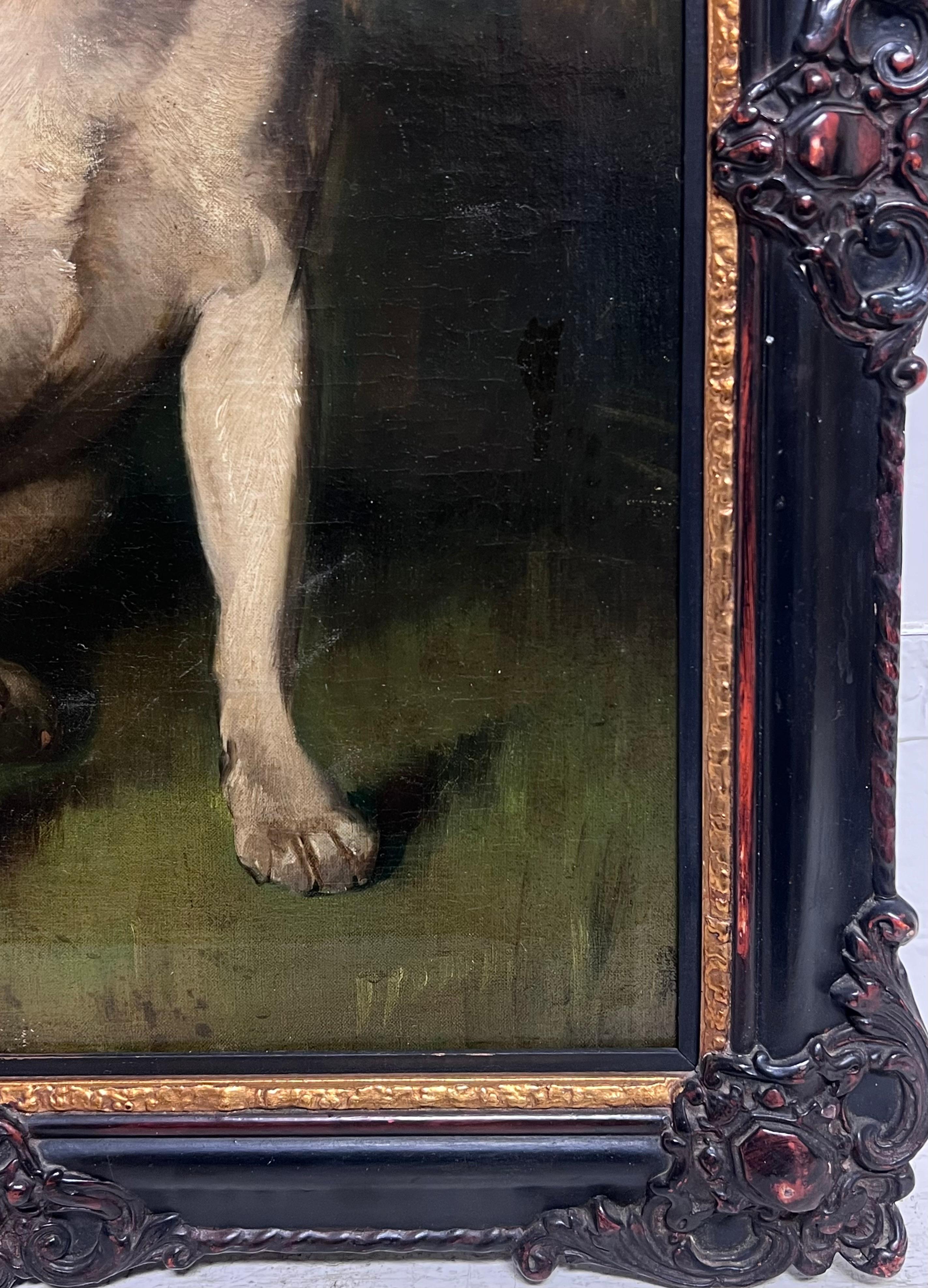 Portrait of a Pug Dog
French School, 19th century
inscribed verso possibly with the artists name/ former owner
oil on canvas, framed
framed: 26 x 22 inches
canvas : 22 x 19 inches
Provenance: private collection, UK
Condition: very good