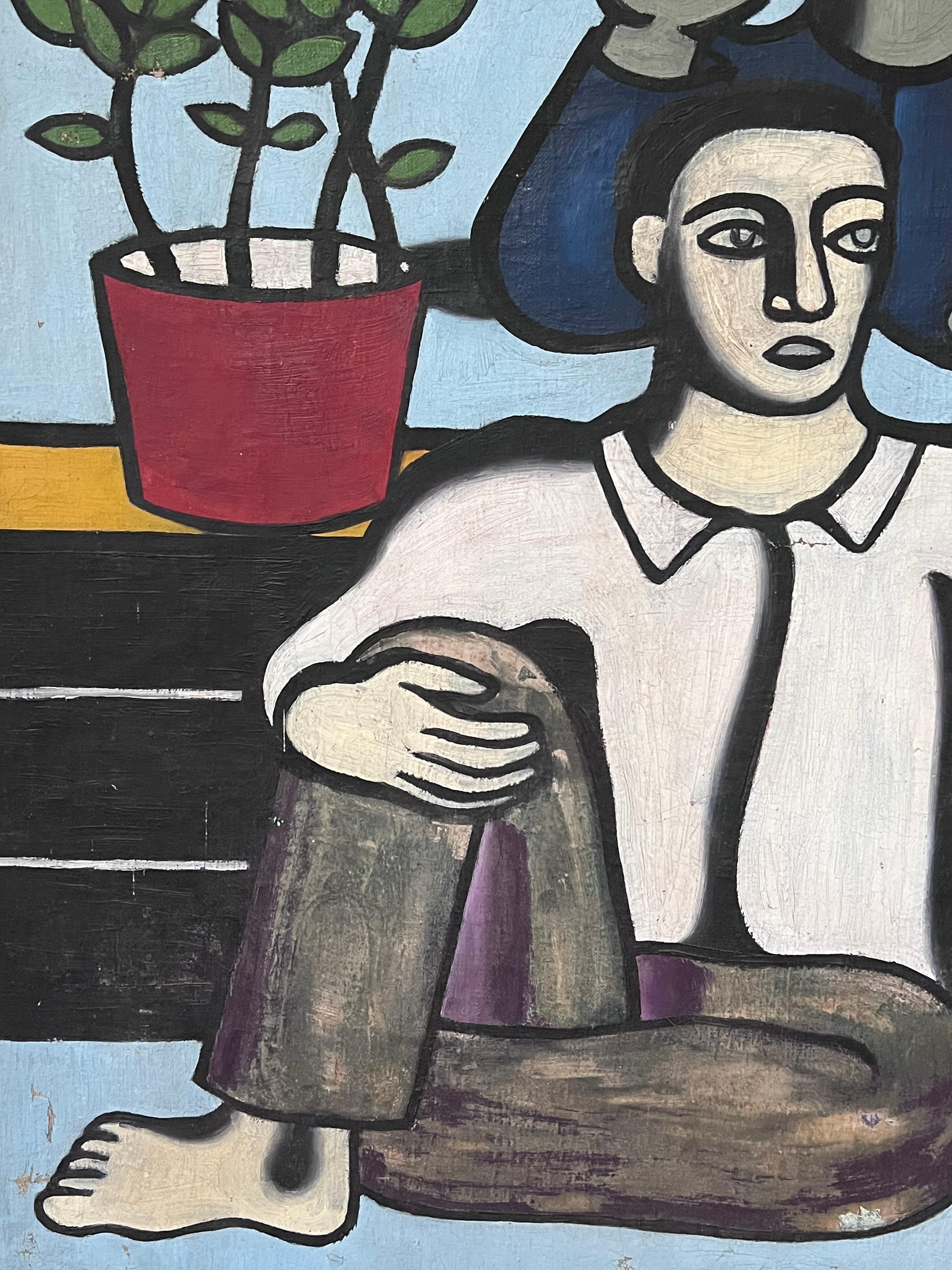 Enorme Círculo de Retratos Figurativos de Fernand Leger de los años 40 Pintura al óleo sobre lienzo - Painting Cubista de French School 