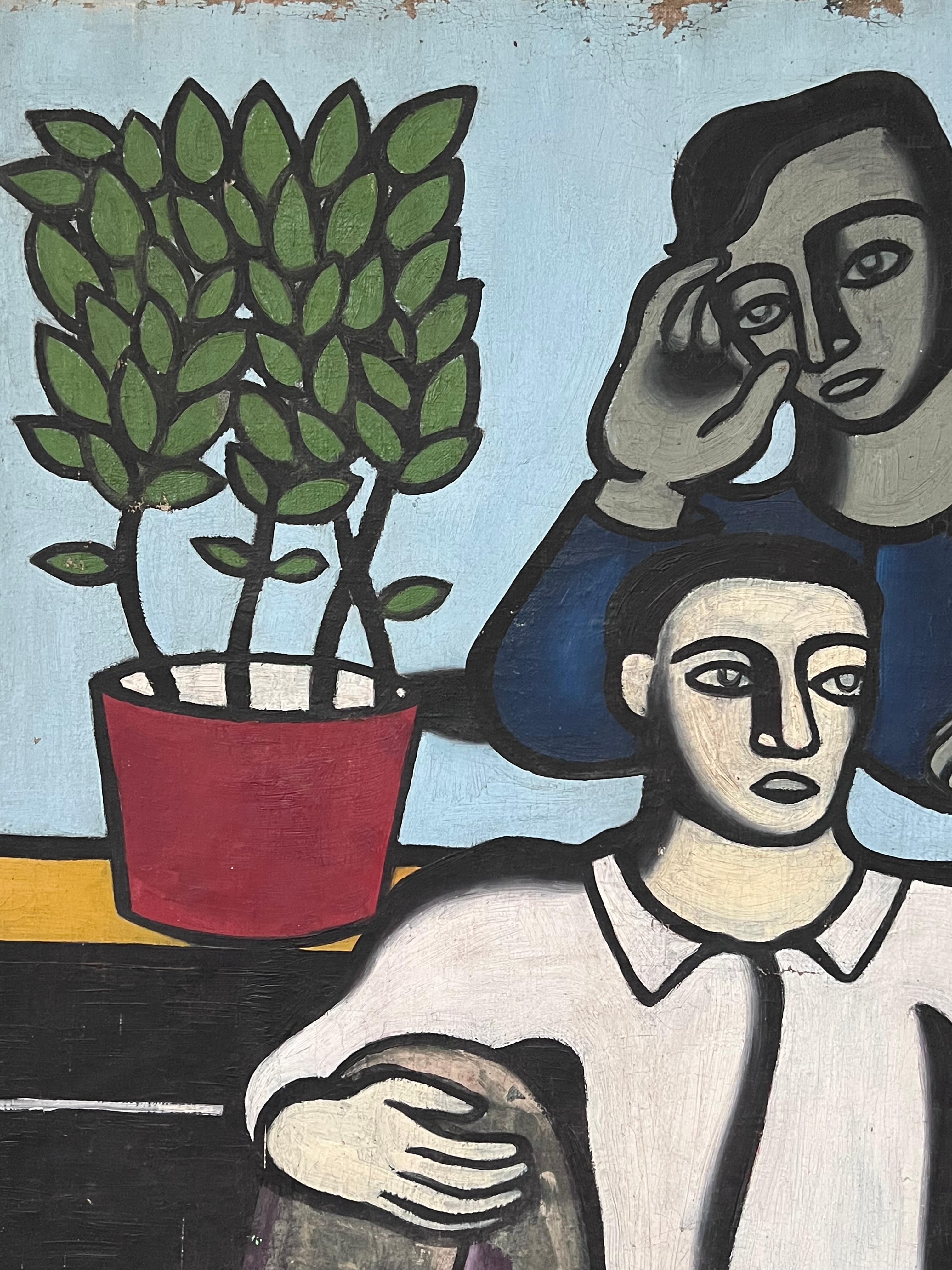 Enorme Círculo de Retratos Figurativos de Fernand Leger de los años 40 Pintura al óleo sobre lienzo - Portrait Painting Gris de French School 