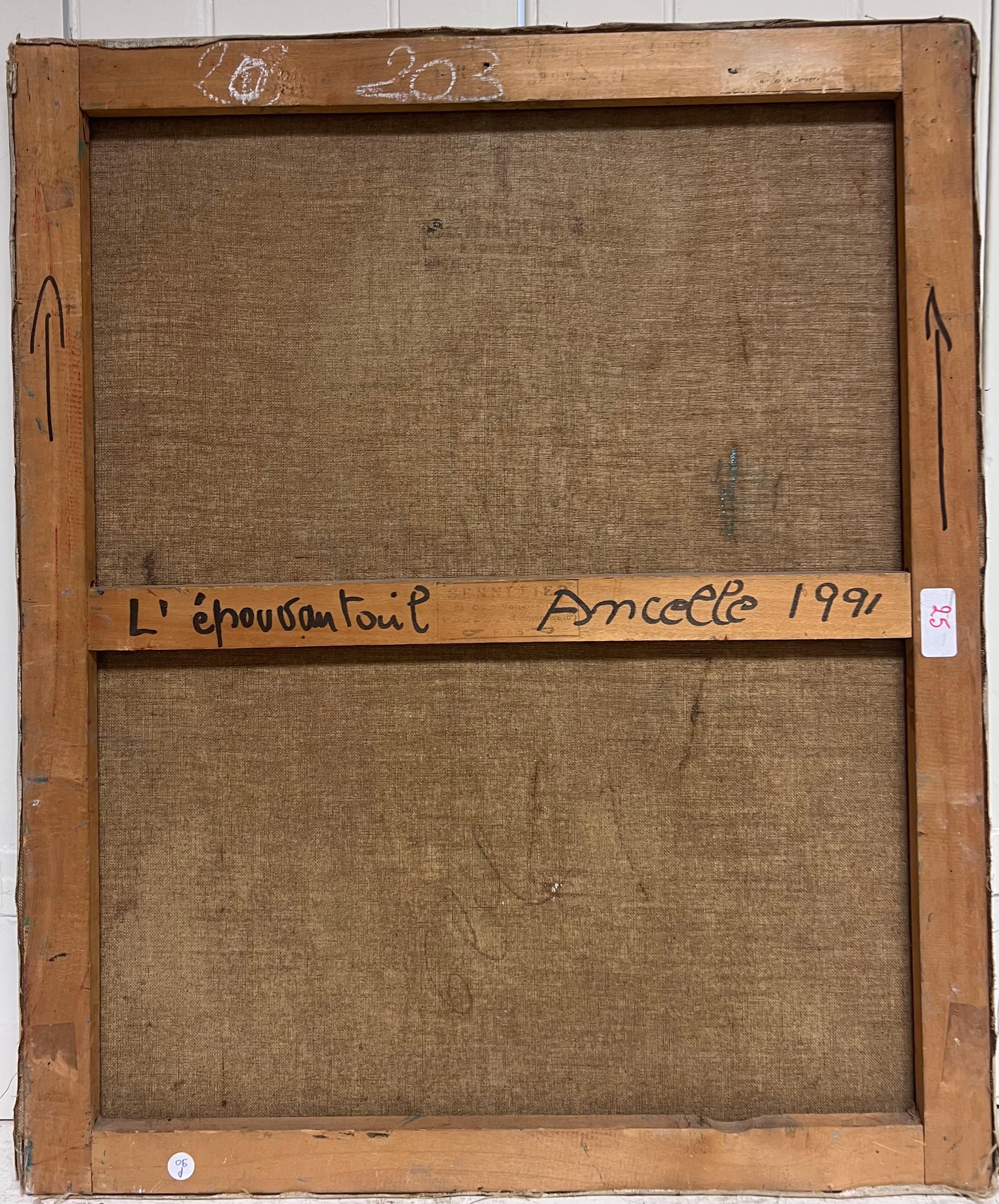 Großes französisches modernistisches abstraktes figuratives signiertes Ölgemälde 1991 im Angebot 5