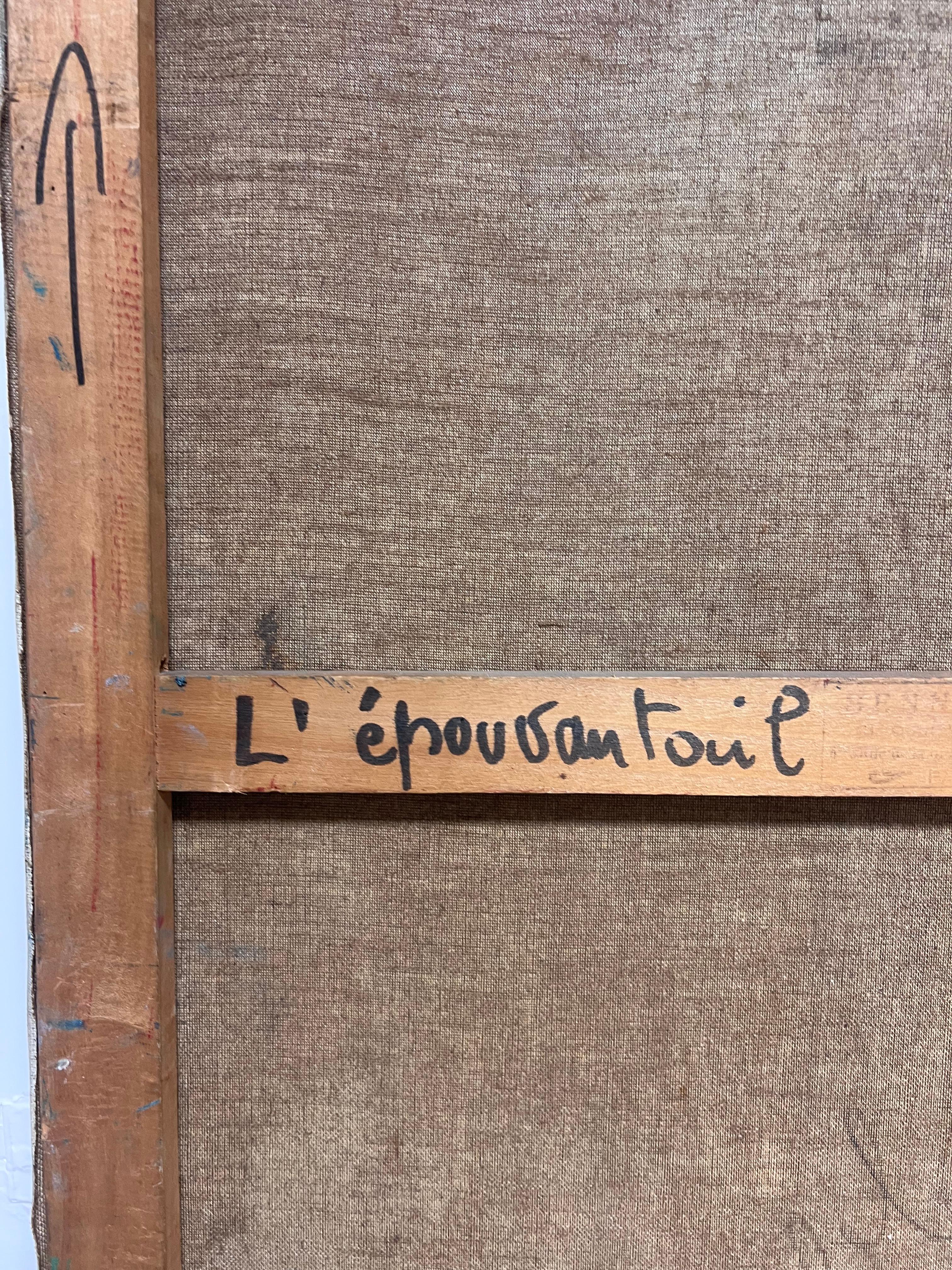 Großes französisches modernistisches abstraktes figuratives signiertes Ölgemälde 1991 im Angebot 4