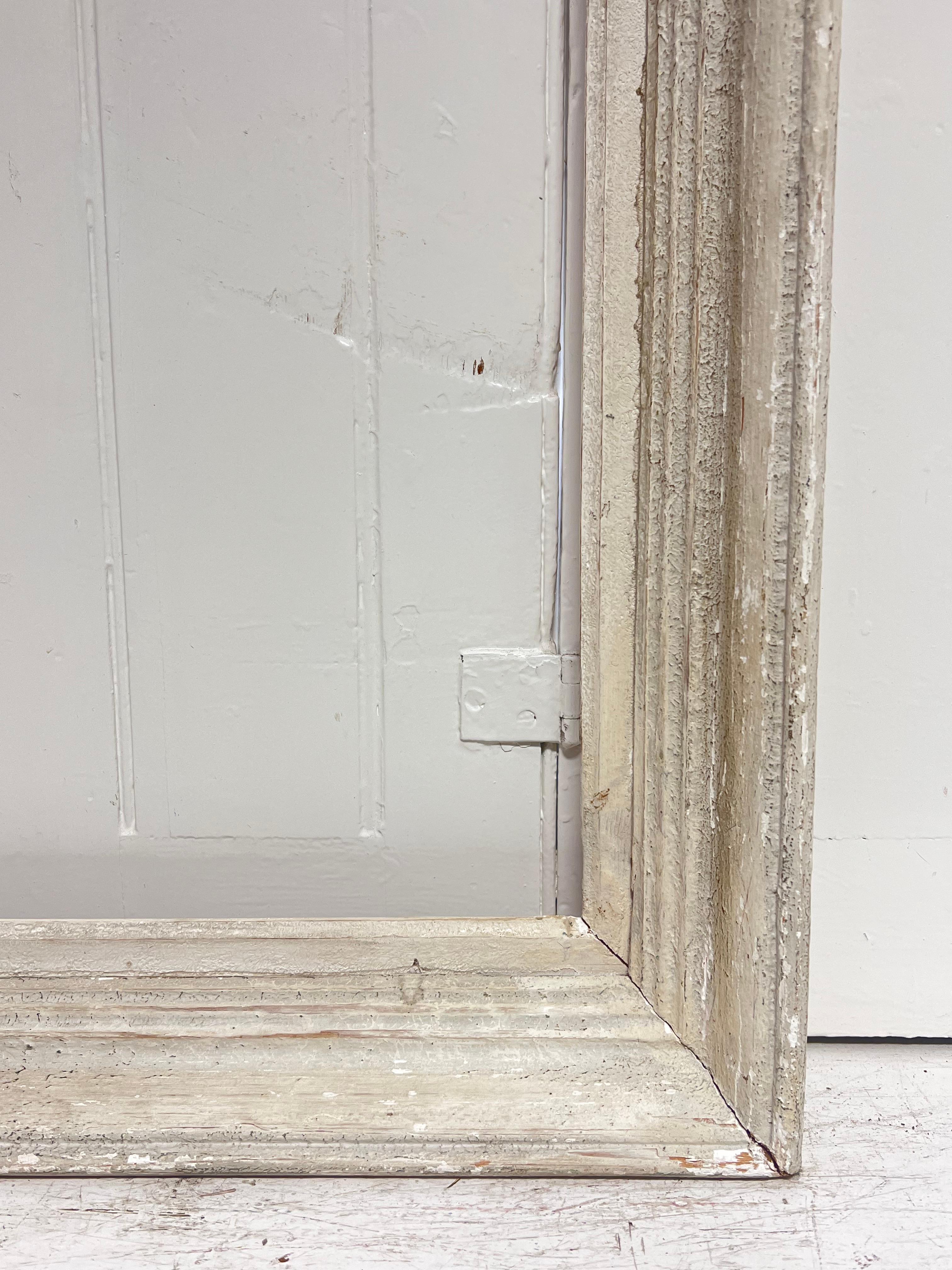 Mid 20th Century French Picture Frame Shabby Chic Off White Large Size Vintage For Sale 1