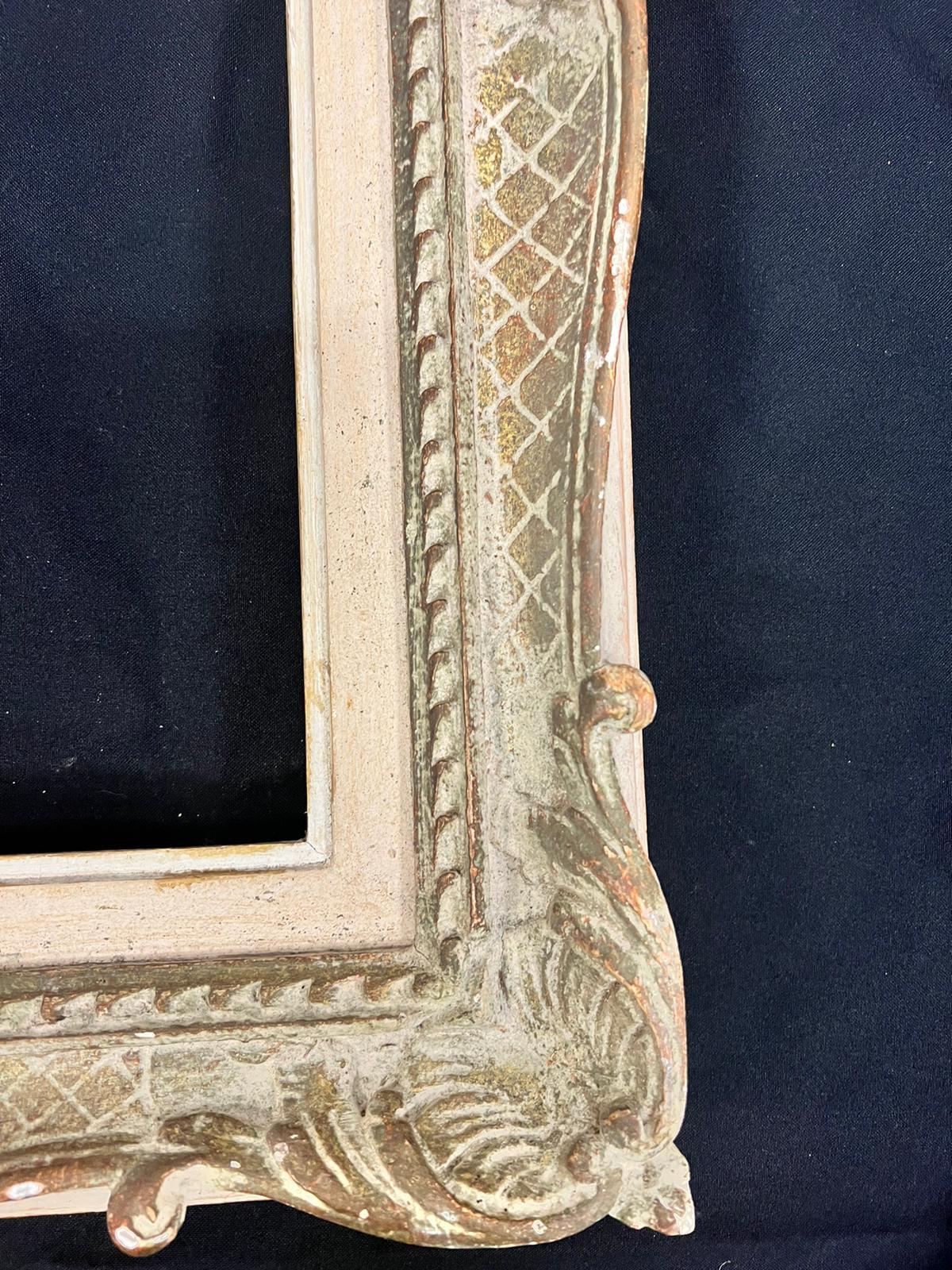 French mid 20th century
Montparnasse style picture frame
Wood and plaster 
Internal measurement (to house painting or mirror): 18 x 13 inches
Overal outer measurements: 24 x 19 inches
Provenance: from a collection in Paris
Condition: all old picture