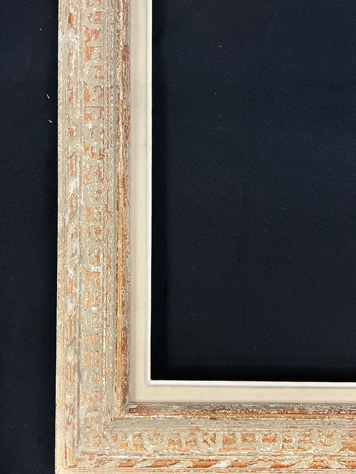 French mid 20th century
Montparnasse style picture frame
Wood and plaster 
Internal measurement (to house painting or mirror): 18 x 13 inches
Overal outer measurements: 24.5 x 19.5 inches
Provenance: from a collection in Paris
Condition: all old