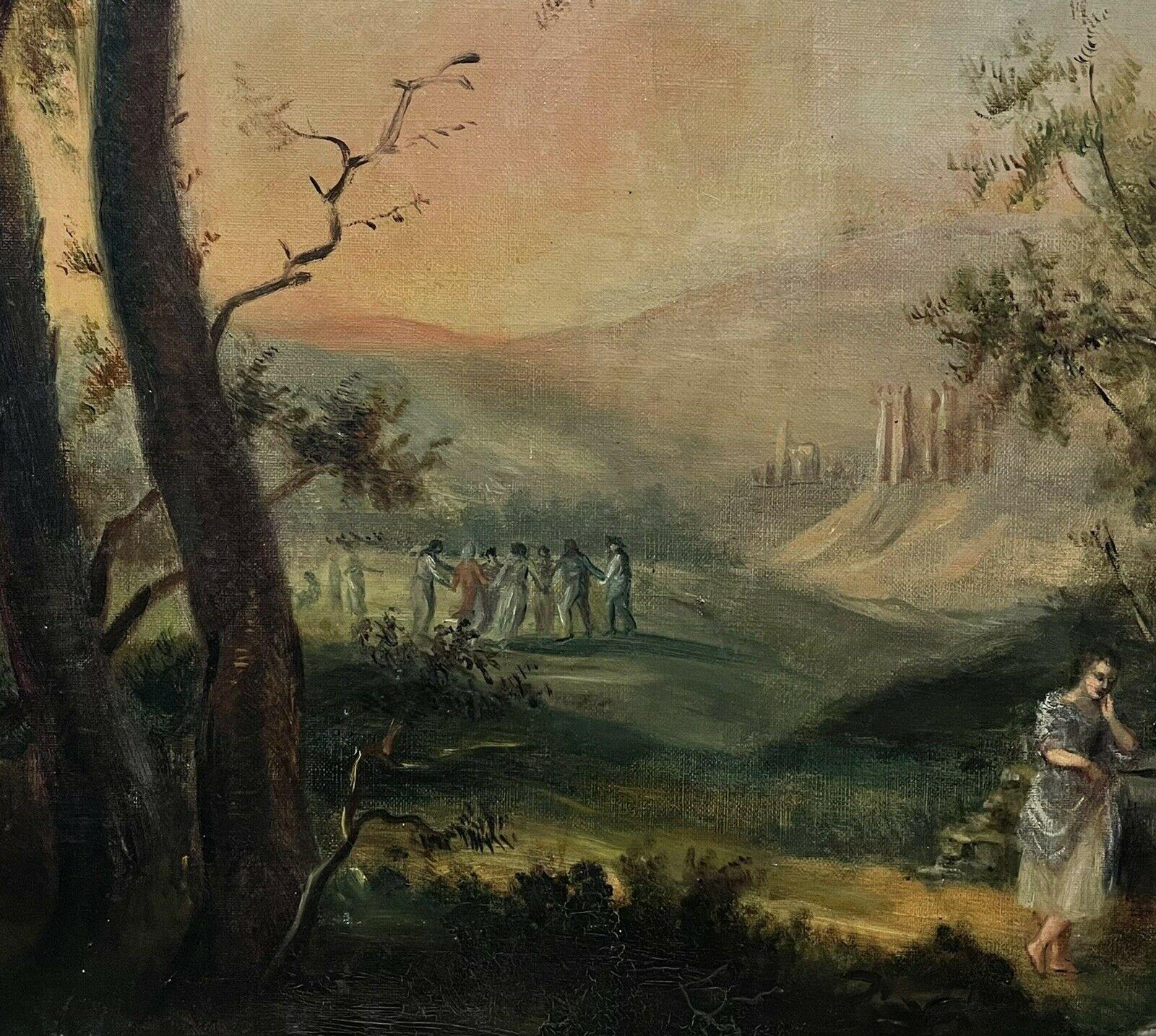 Großes antikes französisches klassisches romantisches Ölgemälde, antike Ruine, Landschaft, Frankreich (Alte Meister), Painting, von Unknown