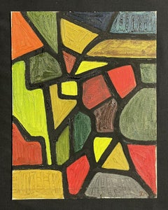 1960's French Cubist Abstract Oil Painting - Monogrammed