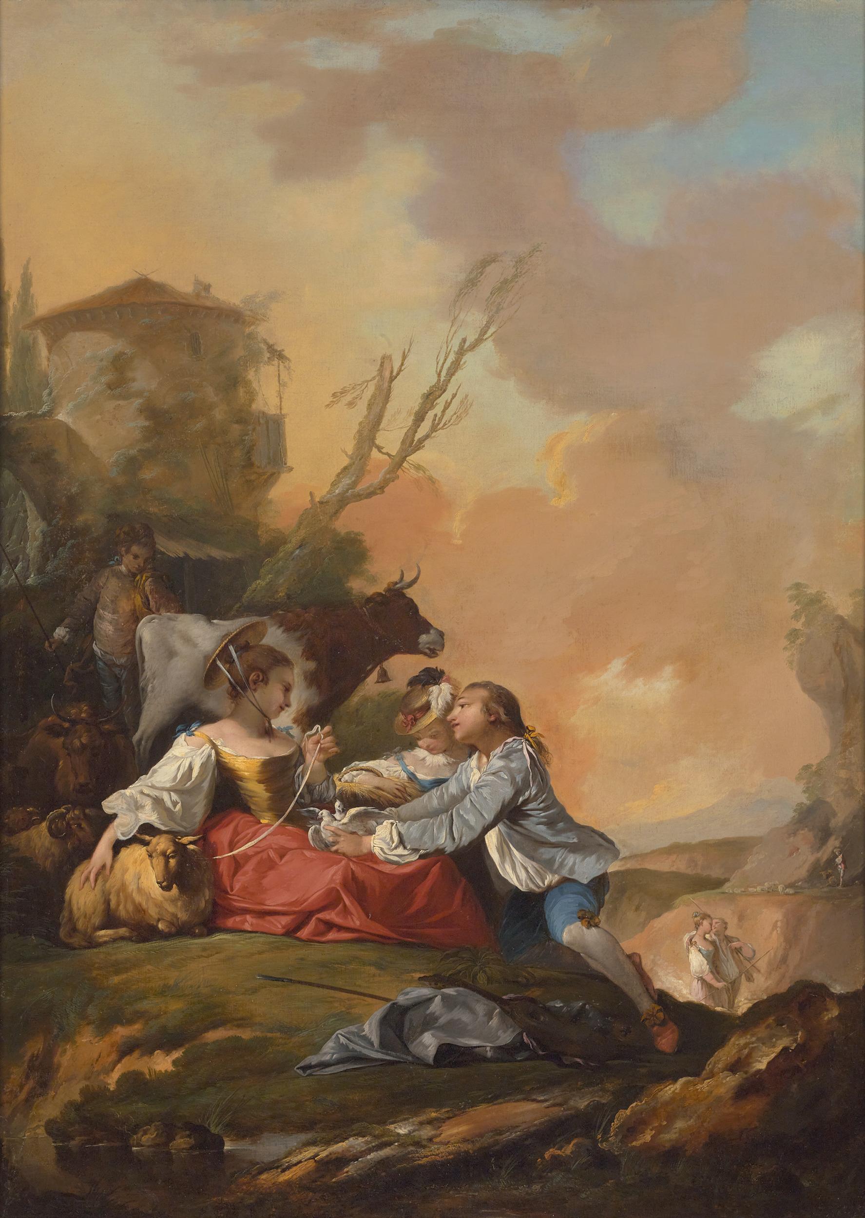 French School Courting Pastoral Scenes, 18th Century For Sale 3