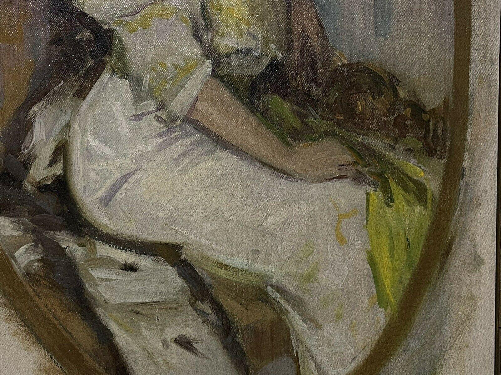 Portrait ovale de femme de New York 1911, huile signée et datée, format oval en vente 1
