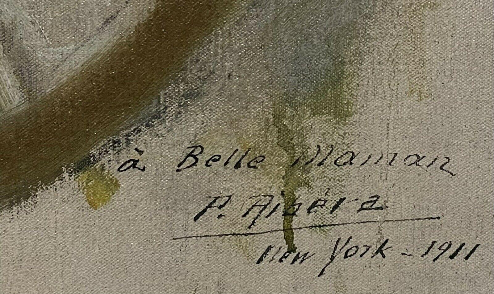 Portrait ovale de femme de New York 1911, huile signée et datée, format oval en vente 2