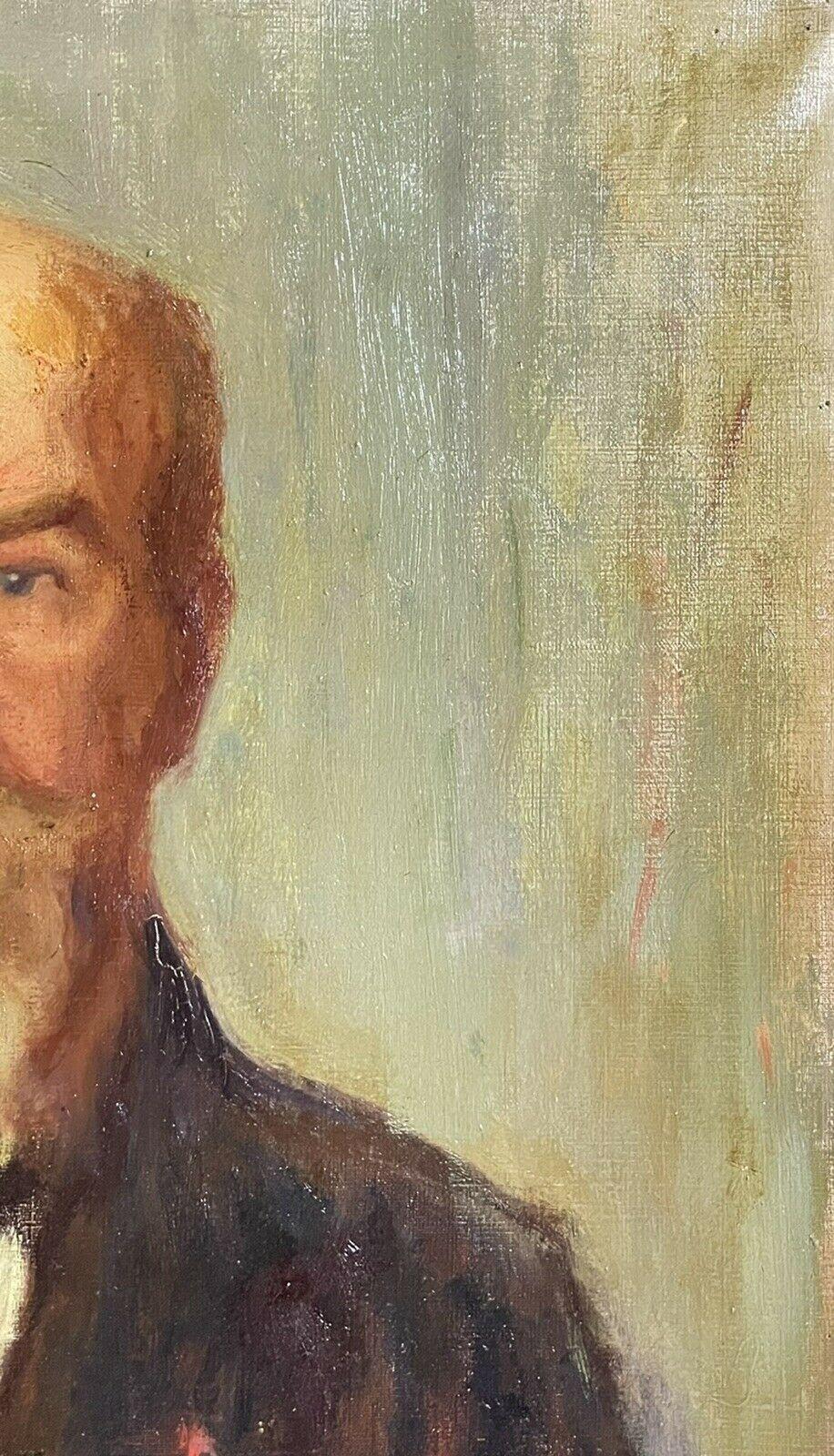 FINE ANTIQUE FRENCH IMPRESSIONIST OIL - PORTRAIT OF AN ELDERLY GENTLEMAN - Impressionist Painting by Unknown