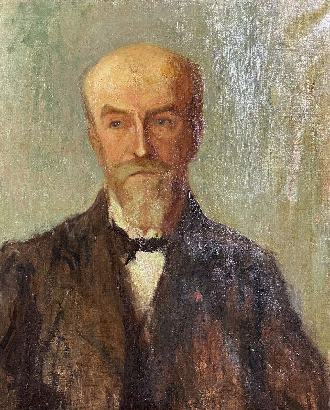 Unknown Portrait Painting - FINE ANTIQUE FRENCH IMPRESSIONIST OIL - PORTRAIT OF AN ELDERLY GENTLEMAN