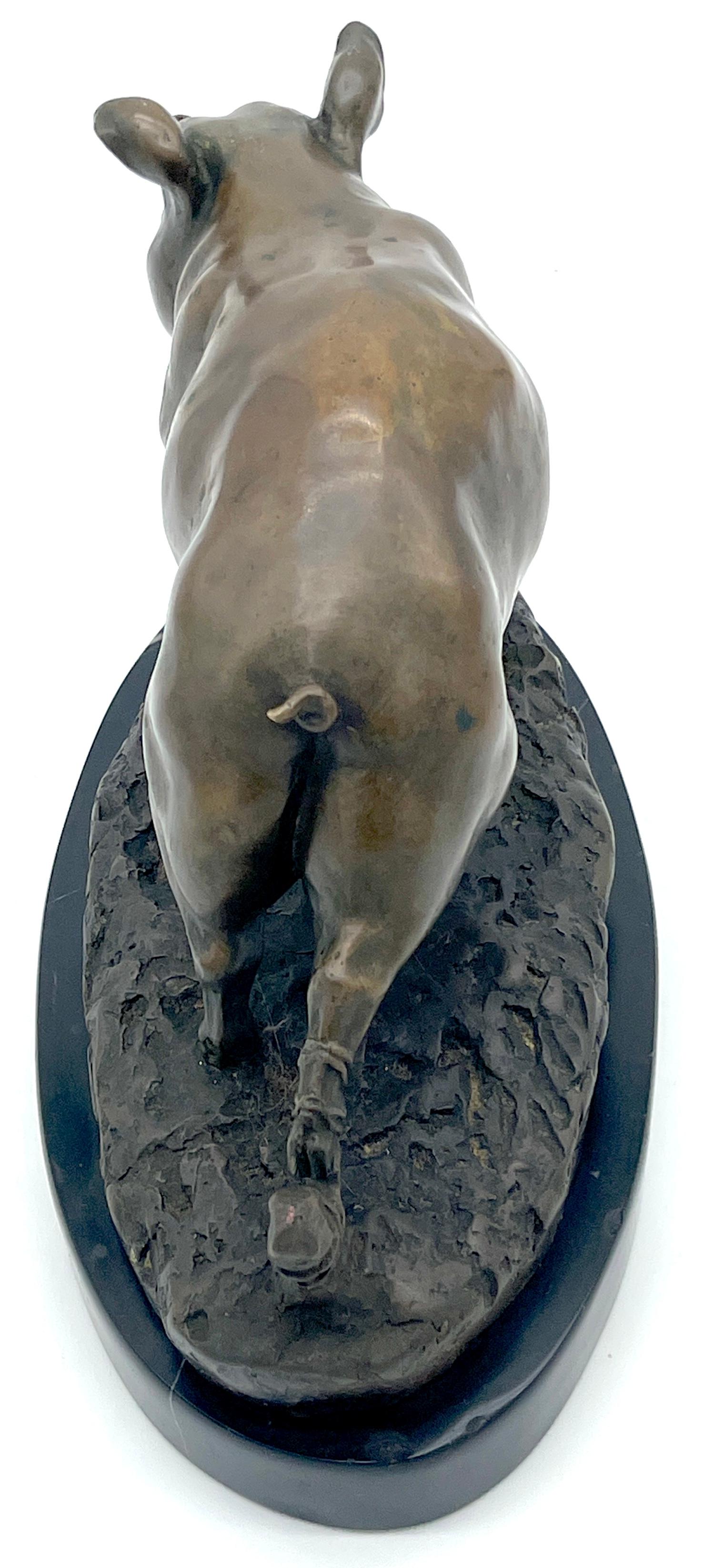 Französische Schule Animalier Sculpture Bronze eines Roped Preis Schwein im Angebot 1