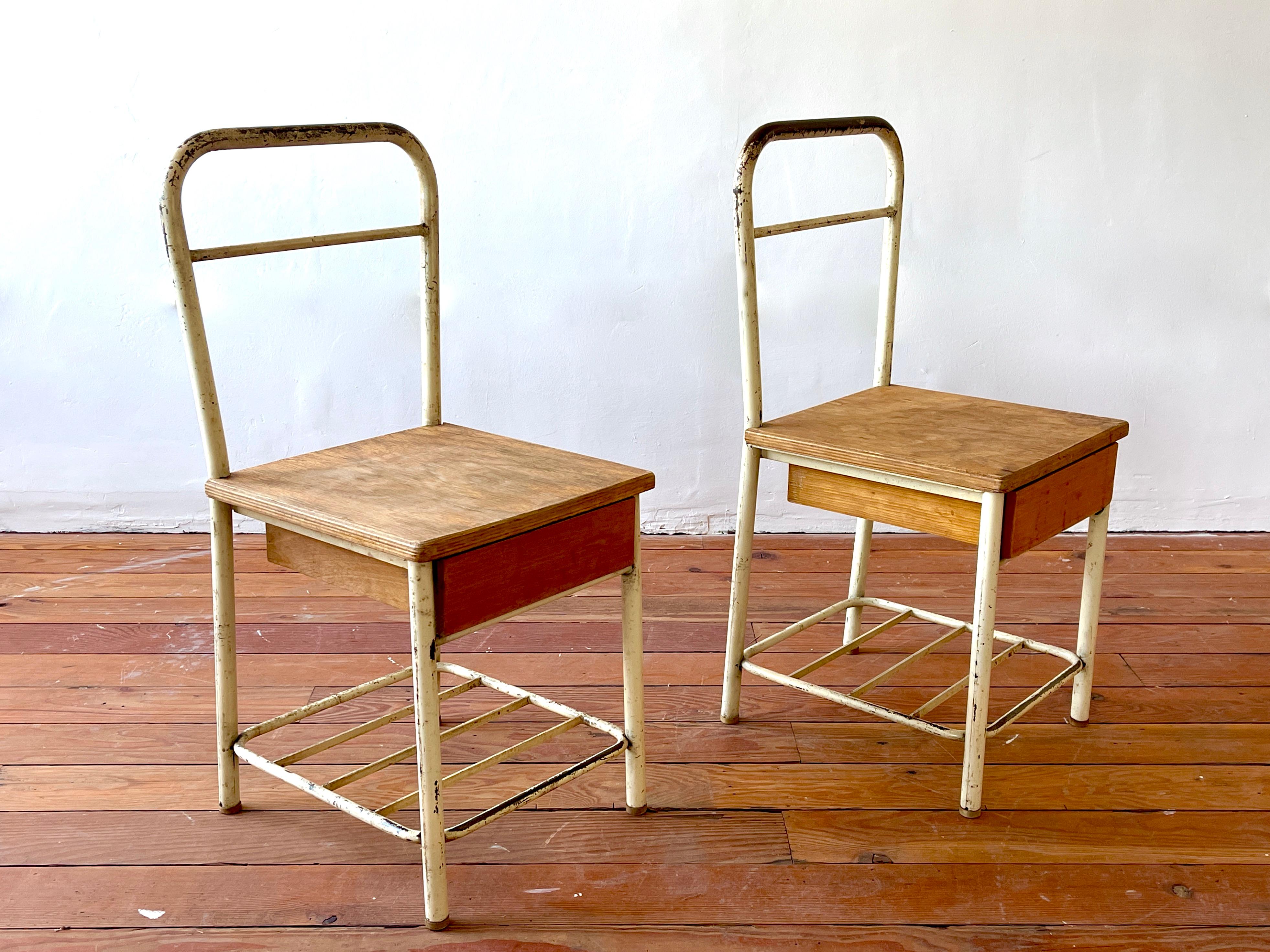 French School Chairs w/ Drawer 6