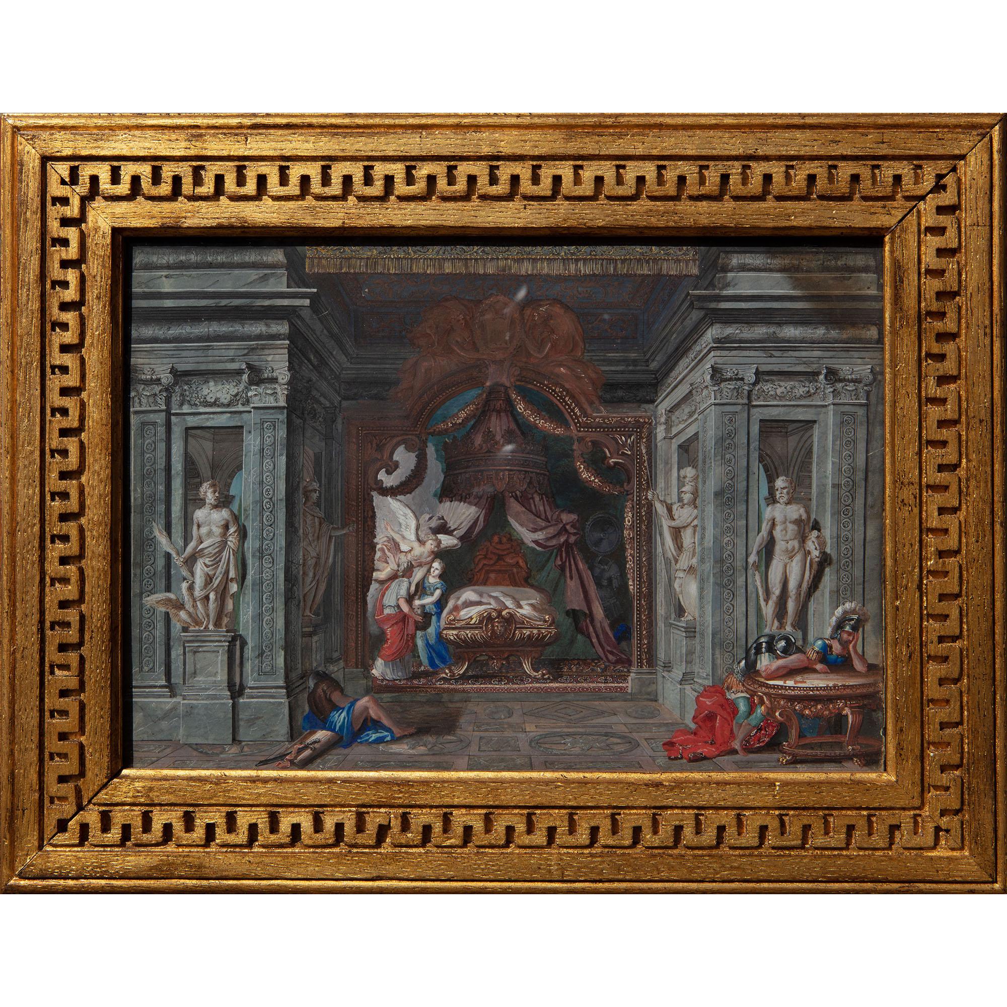 Hand-Painted French School, circa 1700 Judith and Her Handmaiden with the Head of Holofernes For Sale