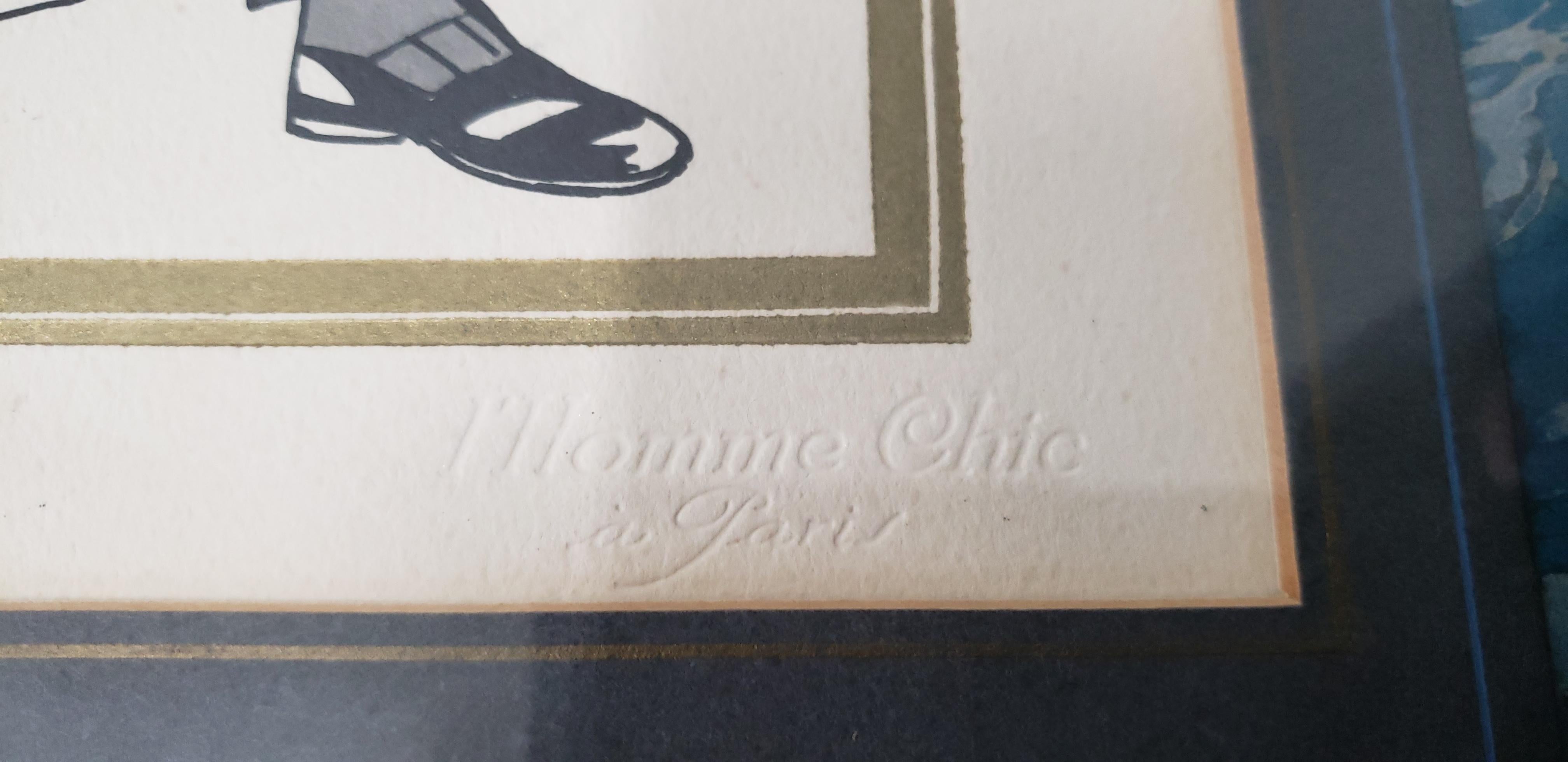 20ième siècle École française « L'Homme Chic » - Imprimé pochoir original pour homme, vers 1930 en vente