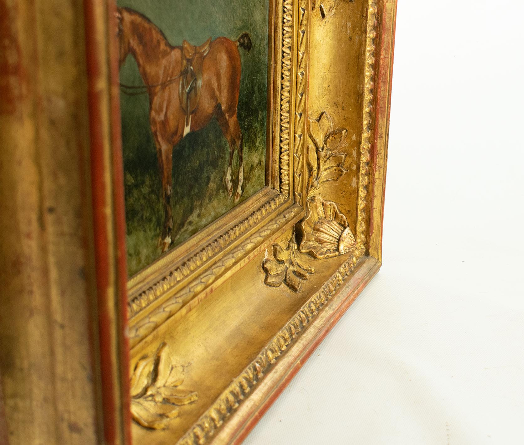 Hand-Painted French School Late 19th century, The Bay Riding Horse, oil on panel