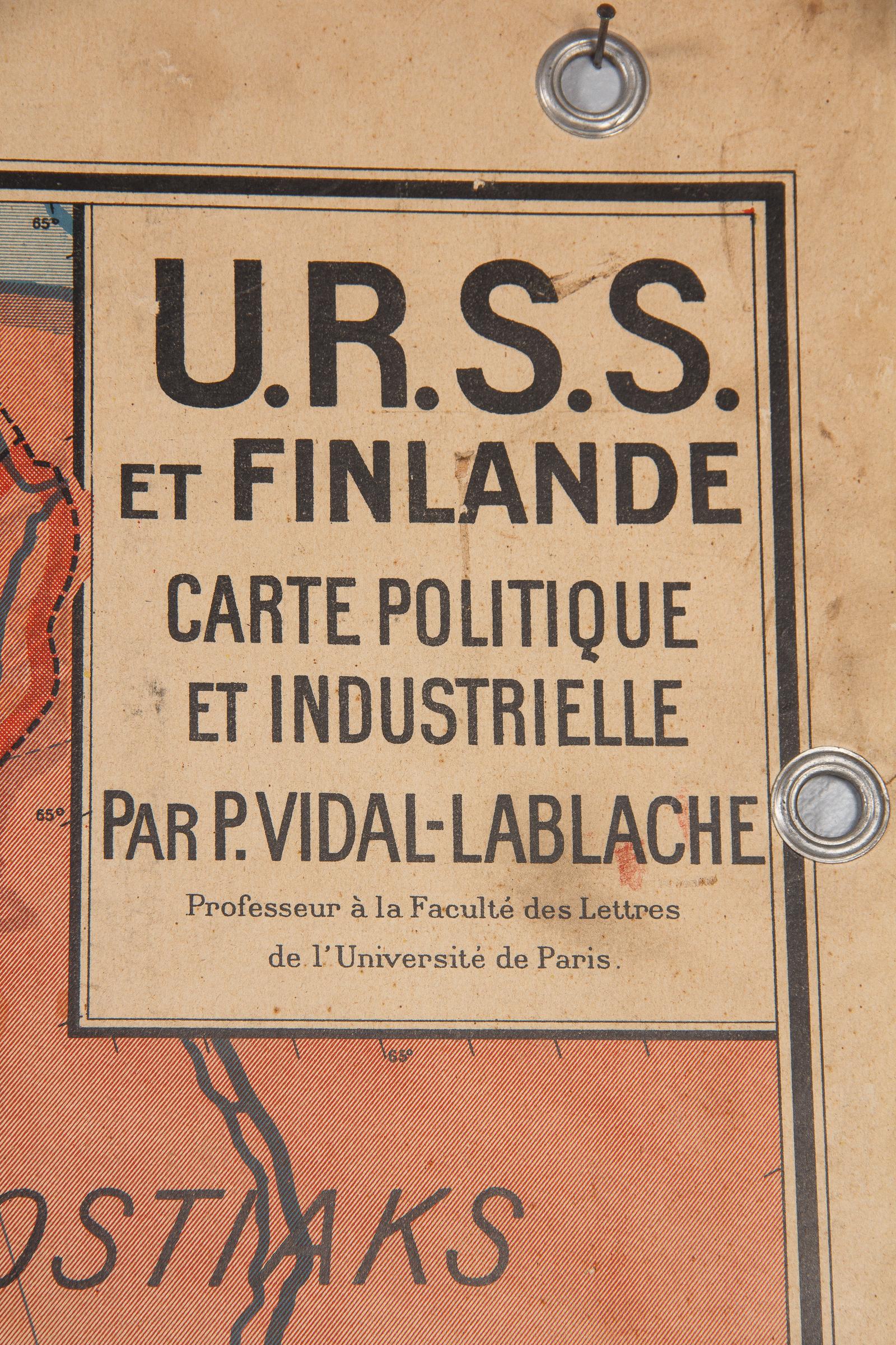 French School Map of Soviet Union and Finland, 1940s 2