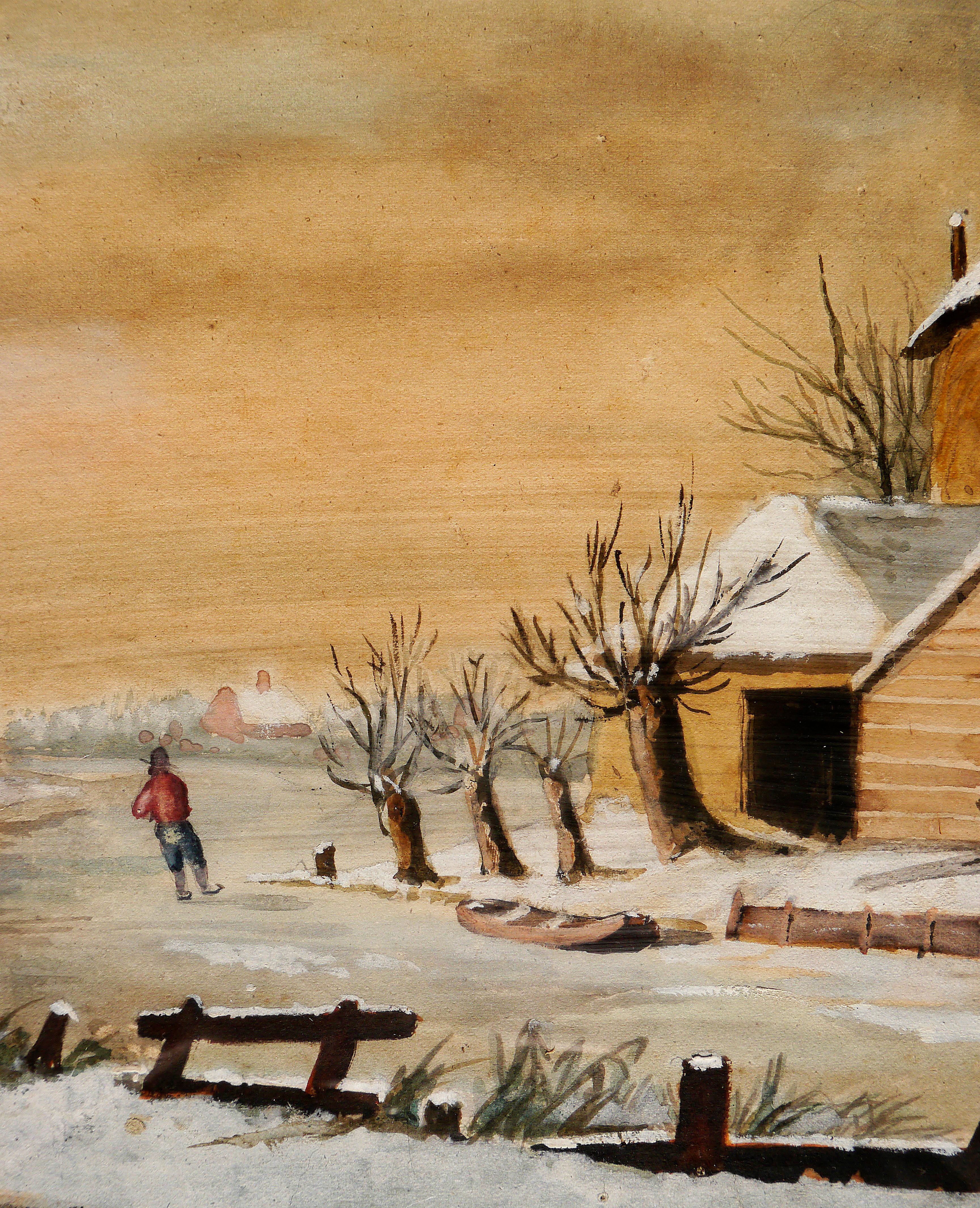 ➡️Winter scene⬅️

Acuarela de Johannes Franciscus HOPPENBROUWERS (1819-1866) (ver wikipedia)

⭐Análisis estructural⭐

Este cuadro representa una escena invernal en un pueblo rural, posiblemente en Holanda o en un entorno europeo similar. La