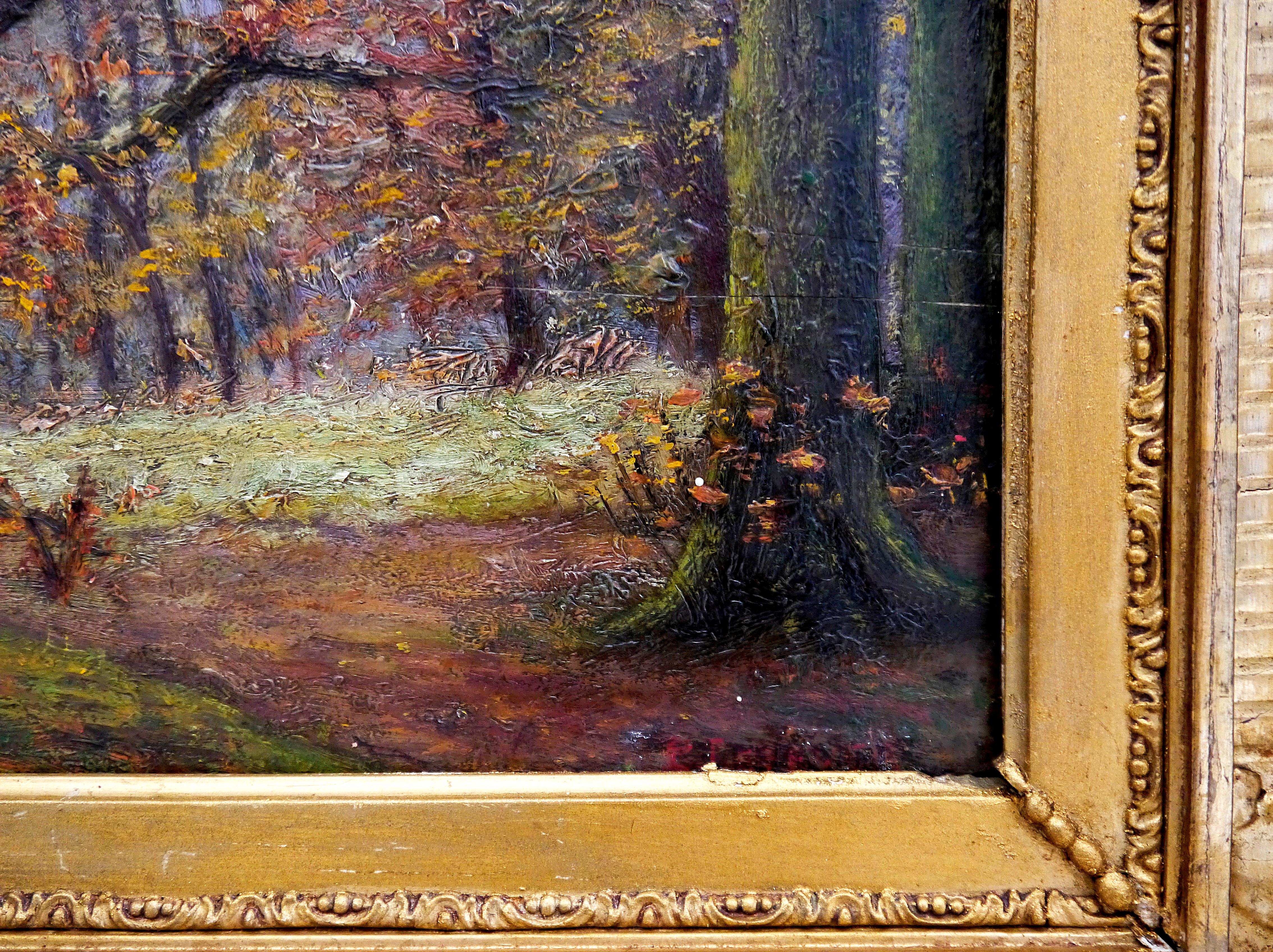 Pintura de paisaje de la escuela francesa del siglo XIX Firmado 2