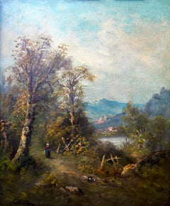 French Barbizon school landscape 02- Oil painting Signed