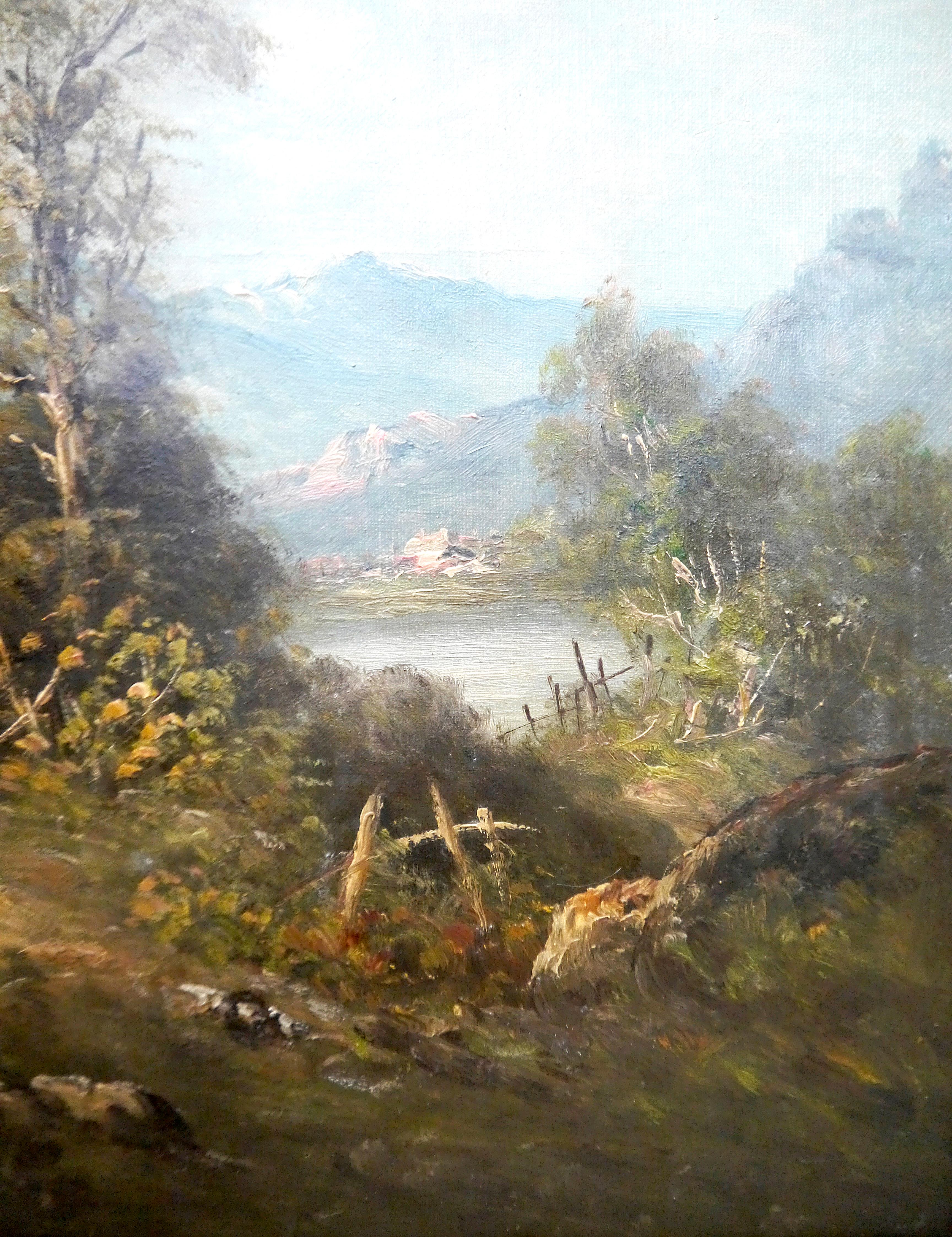 Paisaje de la escuela francesa de Barbizon - Pintura al óleo Firmado - Figurative Painting Marrón de French School Masters